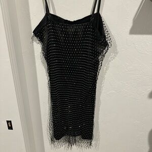 The Vintage Shop Black Sequin Embellished Mini Slip Dress